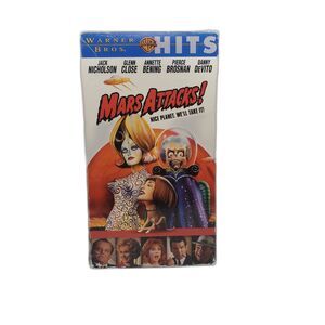 Vintage Mars Attacks! VHS Tape 1996 Warner Bros Hits Sci-Fi Comedy PG-13 NTSC